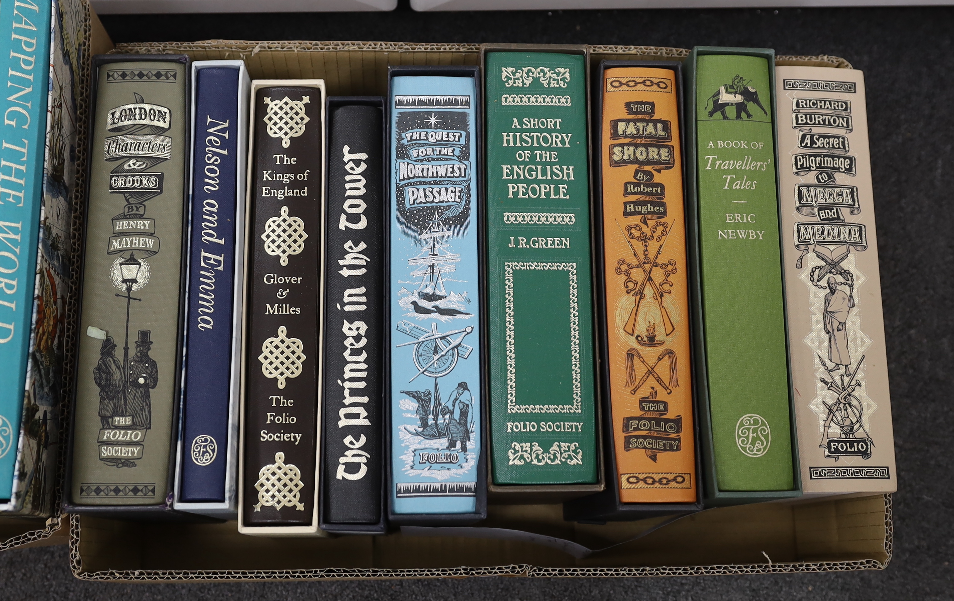 Folio Society - A Miscellany, mostly history and travel, including Notable Historical Trials, 4vols. num. plates, cloth backed patterned boards and boxed, 1999; Mayhew's London Characters and Crooks. plates, gilt pictori